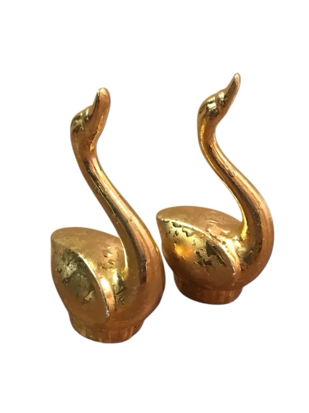 Vintage MCM Weeping Gold Swan Figurines